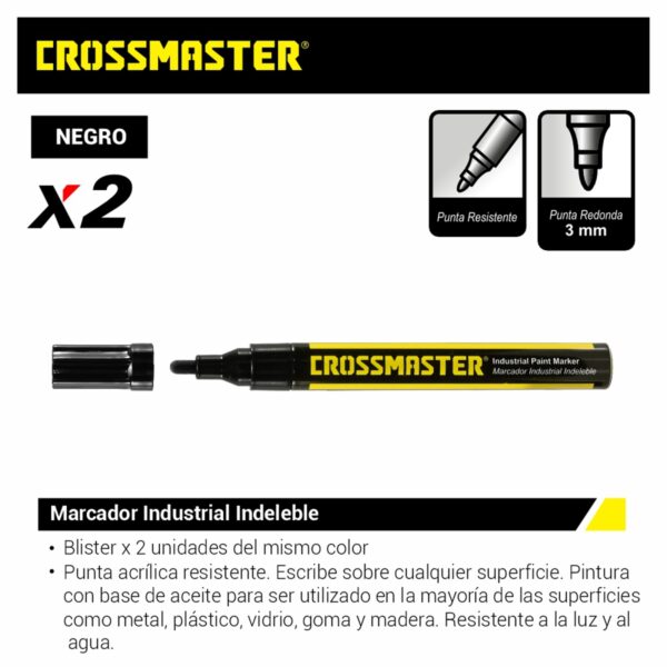 Marcador Industrial Indeleble Negro