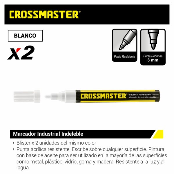 Marcador Industrial Indeleble Blanco