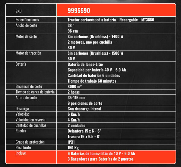 Tractor Cortacesped Electrico 80v Evo-Mower A Bateria
